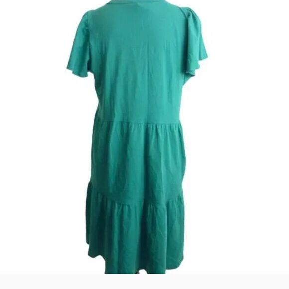 J. Crew Factory Green tiered knit jersey dress size xs NWOT- Repaired - Picture 2 of 9